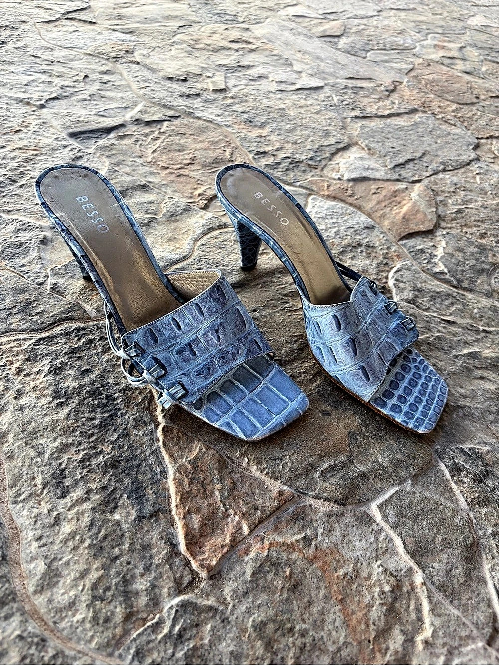 BESSO Blue Heeled Mules EU 39